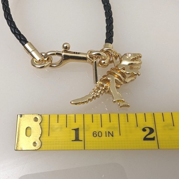 Coach BRAIDED CHARM FRIENDSHIP BRACELET Leather Rexy Dinosaur Gold Black 67043 - Picture 5 of 7